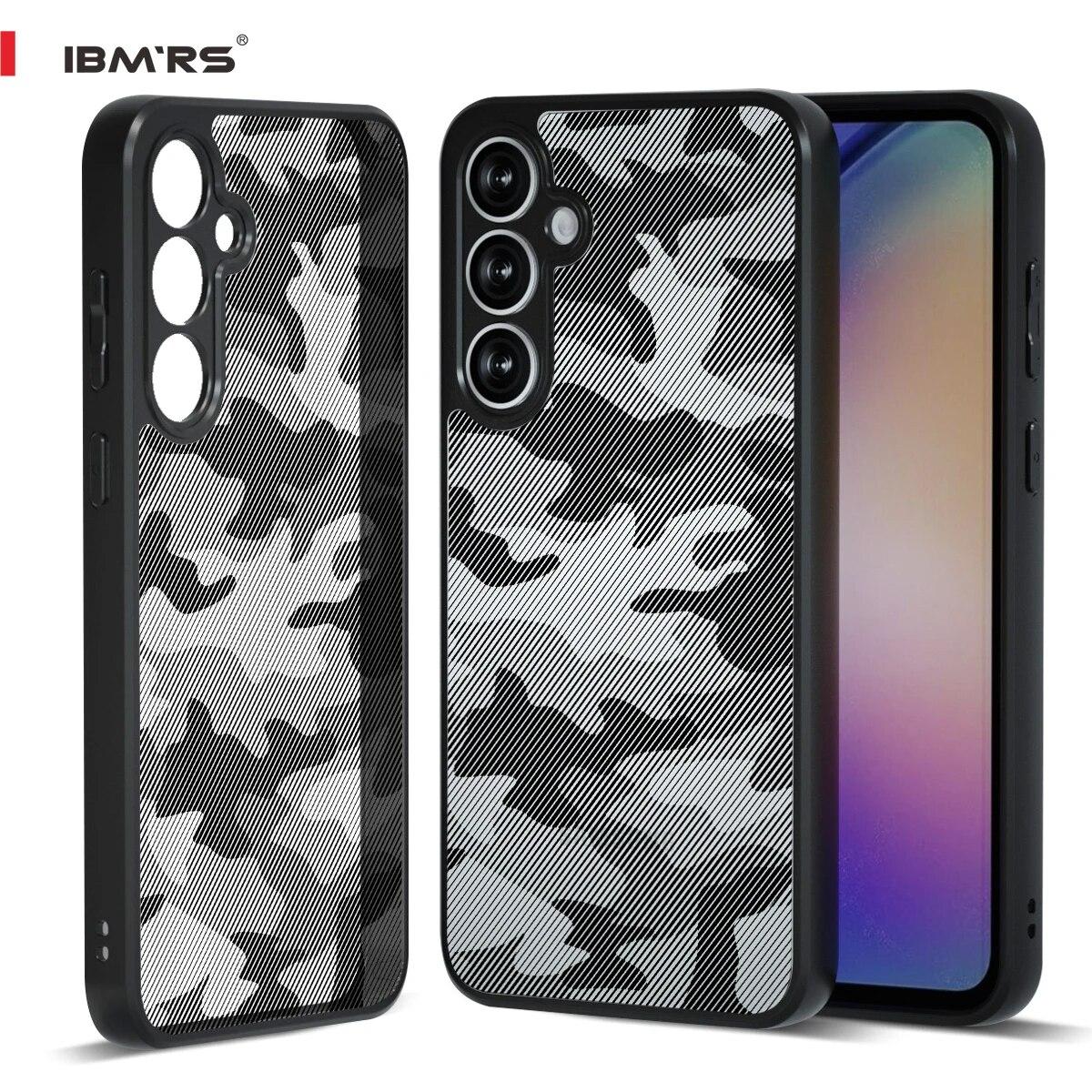 

(Comes with wrist strap)IBMRS for Samsung Galaxy A55 5G Case,Camouflage Hard Back Soft edgesTransparent PC+TPC Shockproof Protective Cover Phone Case Art Camo