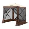Pop-up Gazebo Tent Pop-Up Klambentent 4-zijdige Luifel Zonnescherm Bruin