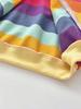 Girls' cute zippered pocket rainbow striped hooded jacket