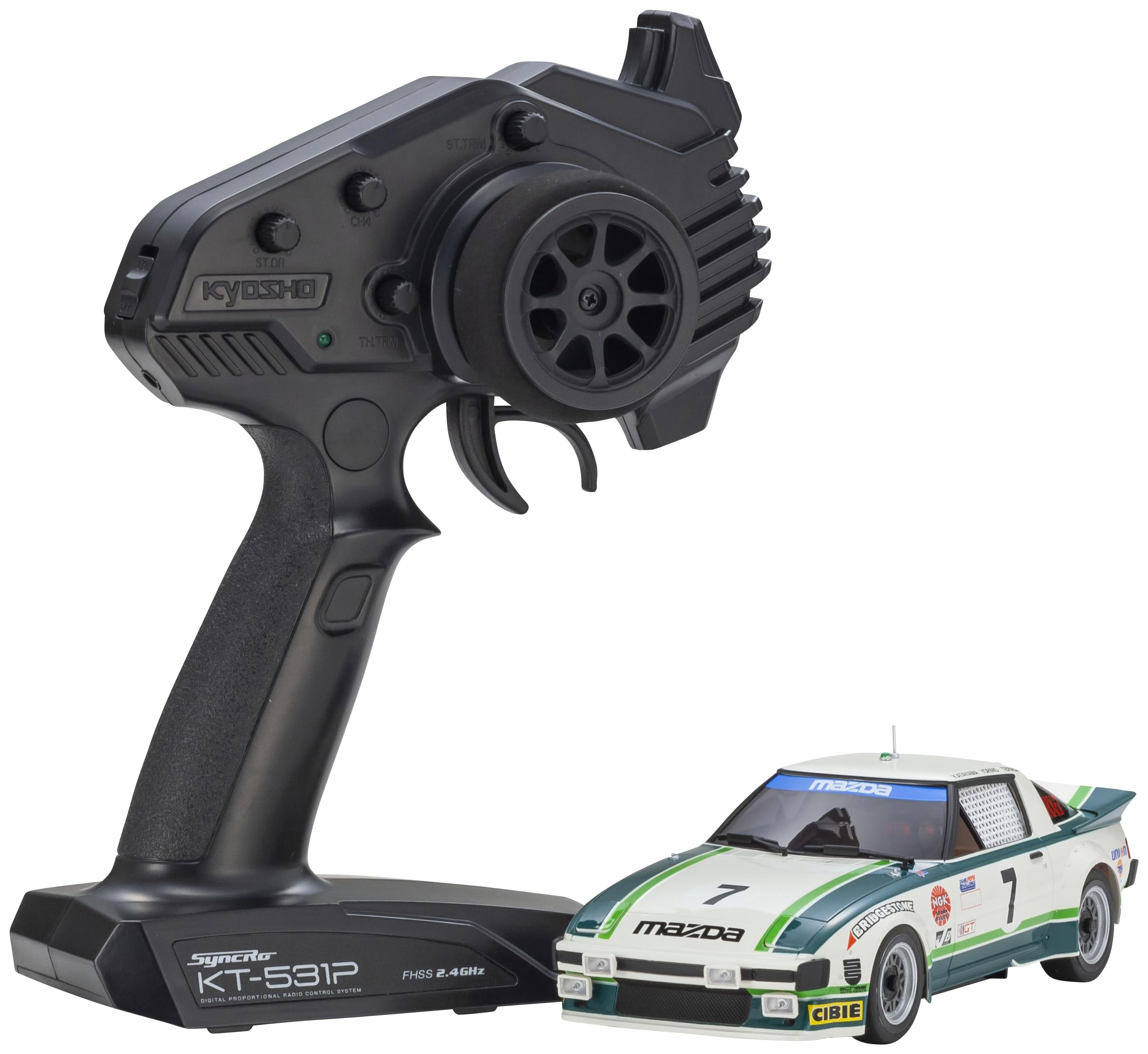 

Kyosho RWD Readyset Electric Radio Control Car Mazda Savanna 1979 Daytona GTU Class Winner 7 32365GR Mini-Z MR-04 RX-7 (SA22C) No.