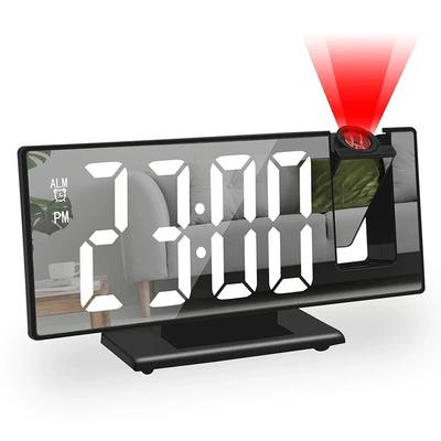 180° Arm Projection Alarm Clock Time Temperature Usb Plug-In Digital Alarm Clock Snooze Table Clock 12/24H Projector Led Clock