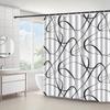 1Pc Minimalist Abstract Geometric Patterned Shower Curtain, Machine Washable Polyester, Suitable For Bathroom Dcor.