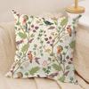 Lovely Bird Retro Cushion Cover Silky Short Plush Invisible Zipper Dustproof Sofa Pillow Case For Home Decor