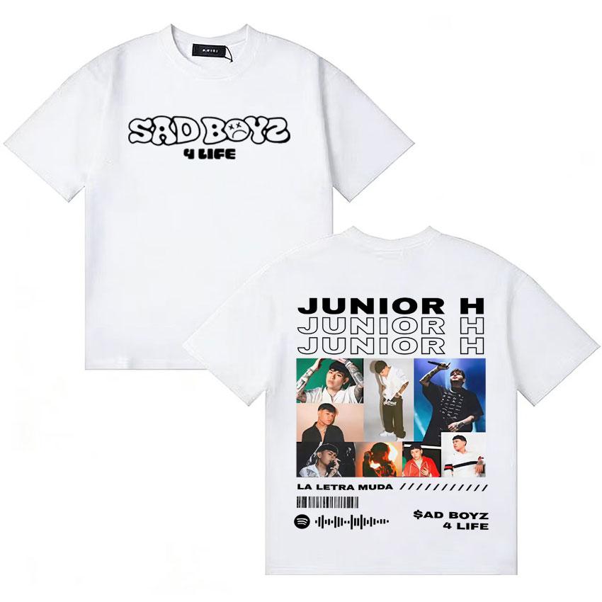 Streetwear Rapper Junior H Sad Boyz 4 Live T Shirt Unisexs Womens Short Sleeve Casual Double Sided Print No Me Importa Nada Y2K Tee