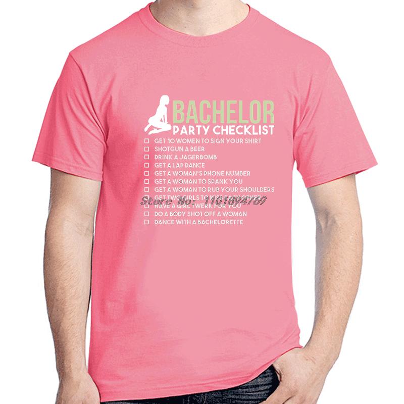 Bachelor Party Checklistthe Funny Graphic T Shirts Summer New Shirts And Tshirts Cotton Short Sleeve T Shirt Unisexs Print T Shirt