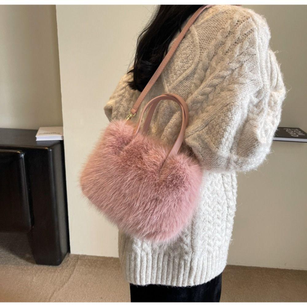 Fashion Faux Fur Ladies Shoulder Bag Soft Fluffy Female Crossbody Bag Handbag Square Luxury Tote Bag for Women