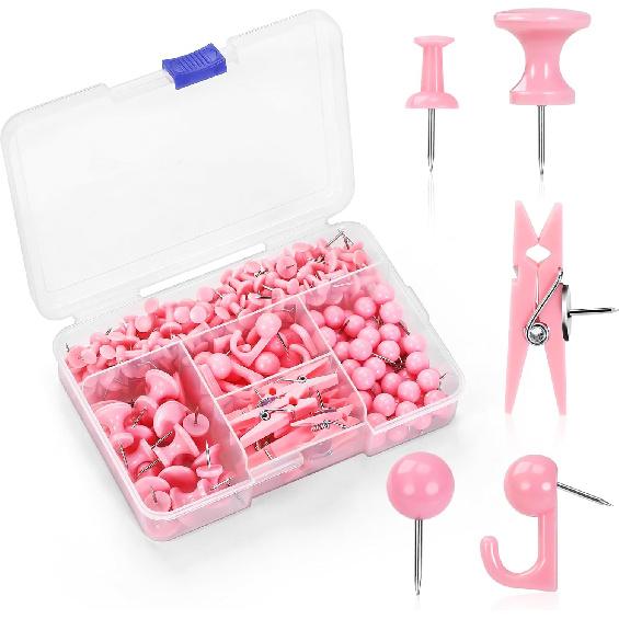 240Pcs Black Push P,5 Style Thumb Tacks, Black Plastic Push P for Bulletin Boards, Cork Board,Wall,Cork Board Accessories, Office Home Supplies