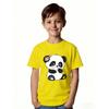 European sizes Cute Cartoon Style Panda T-Shirt - Featuring Pink Flower Decorations, Black Background Design, Suitable for Summer Casual Wear