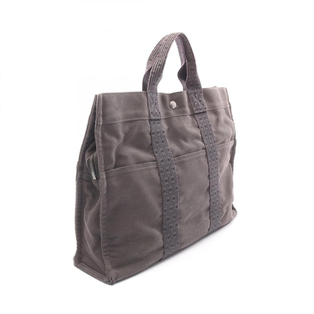 Used HERMES HerlineMM Tote Bag canvas Nylon canvas Gray Used unisex