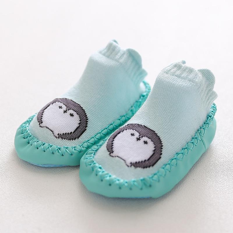 Fox Style Non-Slip Leather-Soled Toddler Floor Socks - Soft Baby Cartoon Shoe Socks 13CM