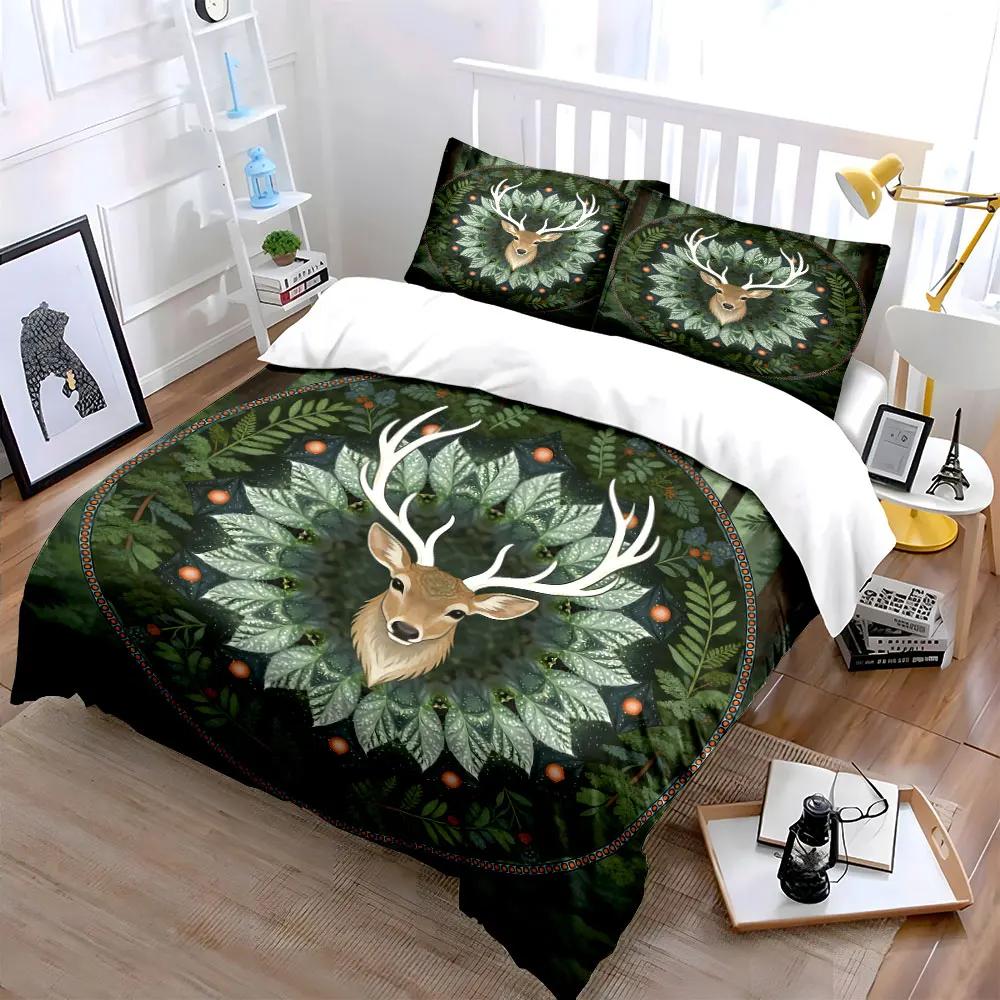 "Forest Deer Themed Decoration Set" Soft Comfortable Duvet Cover Bedding Set Included 1*Duvet Cover & 2*Pillowcases gift