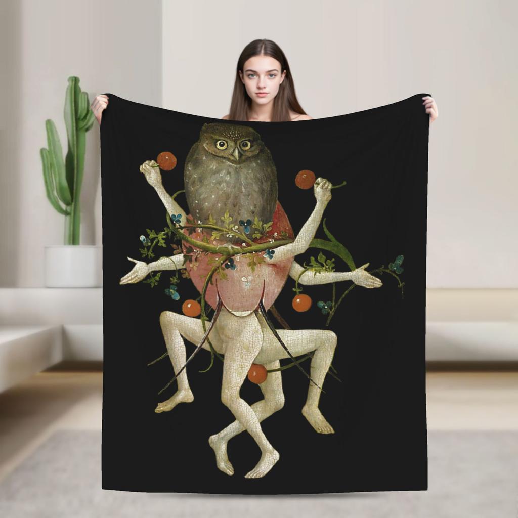 Hieronymus-Bosch Le Jardin des Délices Terrestres Couverture Tricotée Velours Art Super Douce Couverture Jetée pour Couvre-lits Couette