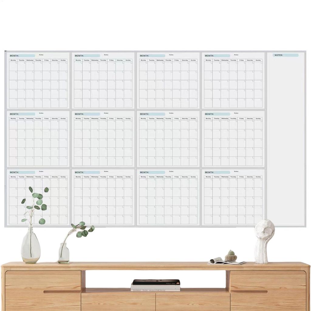 To-do List Dry Erase Yearly Whiteboard Calendar Erasable 12 Month Schedule Planner Reusable Blank Whiteboard Yearly Calendar