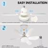 LED 30W Ceiling Fan Light E27 with Remote Dimming Function Suitable for Living Room Study and Home Use 85-265V