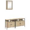 Ensemble de meubles de salle de bain avec étagère et porte 3 pièces Panneau de particules marron