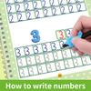 4Pcs Writing Exercise Book Practice Copybook Handwriting Workbook Kit with Letters Numbers English Grooved Learning Activity Workbook for Kids