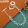 925 Sterling Silver Romantic Love Side Chain Exquisite Bracelet Gift Jewelry