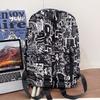 Middle School Students' Large Capacity School Bag Unisex Waterproof Backpack Graffiti Print Backpack