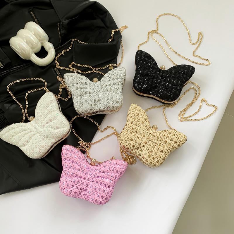 Small Handbag with Butterfly Clasp, Small Square Bag with Chain Strap for Cross-body Carrying, Red Envelope