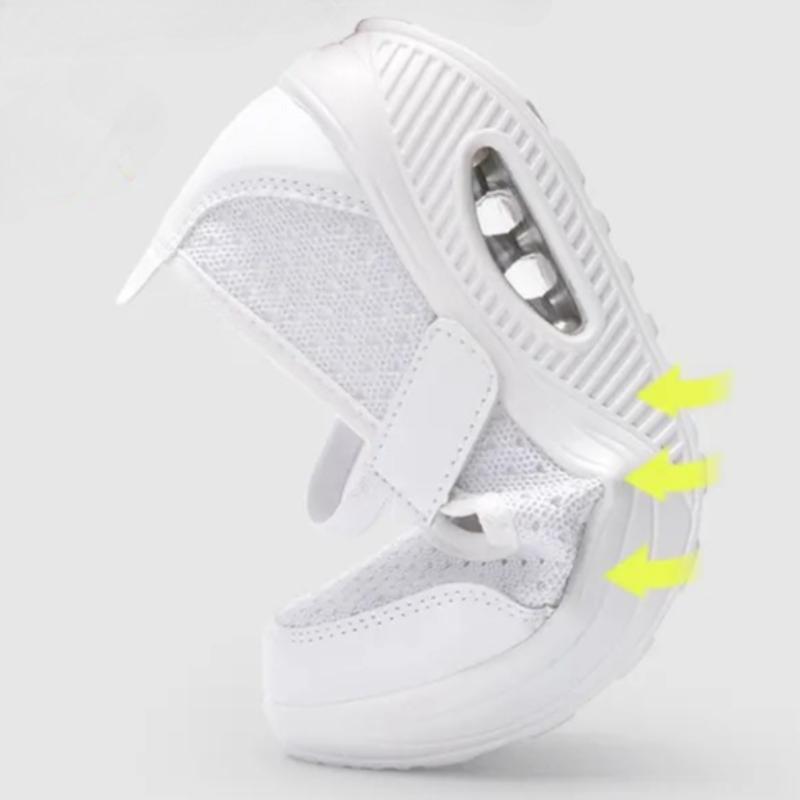 Women's Breathable Nurse Shoes Air Cushion Mesh Wedge Walking Shoes Hook & Loop Non-slip Lightweight Casual Footwear Thick Soled