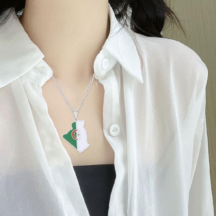 Collar con Colgante Mapa de Argelia Pareja Patriótica Estilo Étnico Regalo de Personalidad