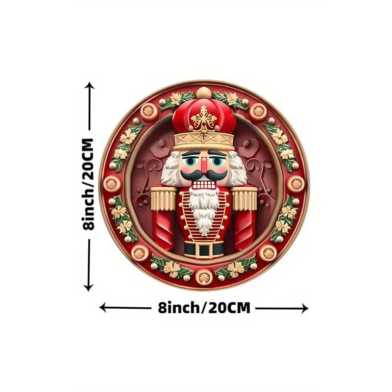 Nutcracker Wooden Sign, Round Door Hanger, Wall Decor, Waterproof, HD Printing, Pre-drilled, Weather Resistant for Church Front Door Wall Hanging