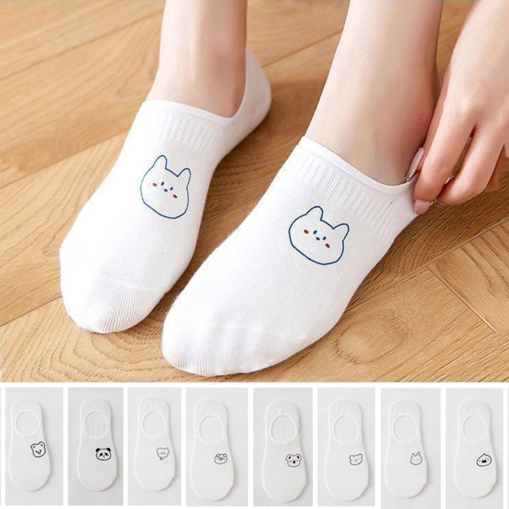 10Pairs Thin Cute Boat Socks Sweet Bear White Socks Fashion Women Invisible Socks  Comfortable