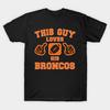 Męska Czarna Koszulka z Nadrukiem Denver-Broncos Nadruk na Papierze Transferowym Bez Wycinania Bawełniana Koszulka