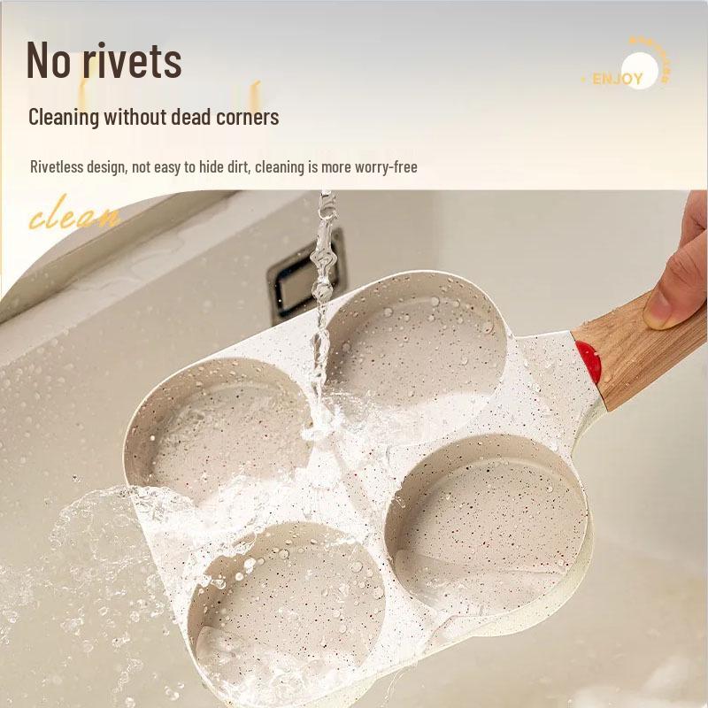 Non-Stick Deep Maifan Stone Pancake Frying Pan with Four-Hole Design for Easy Breakfast Cooking