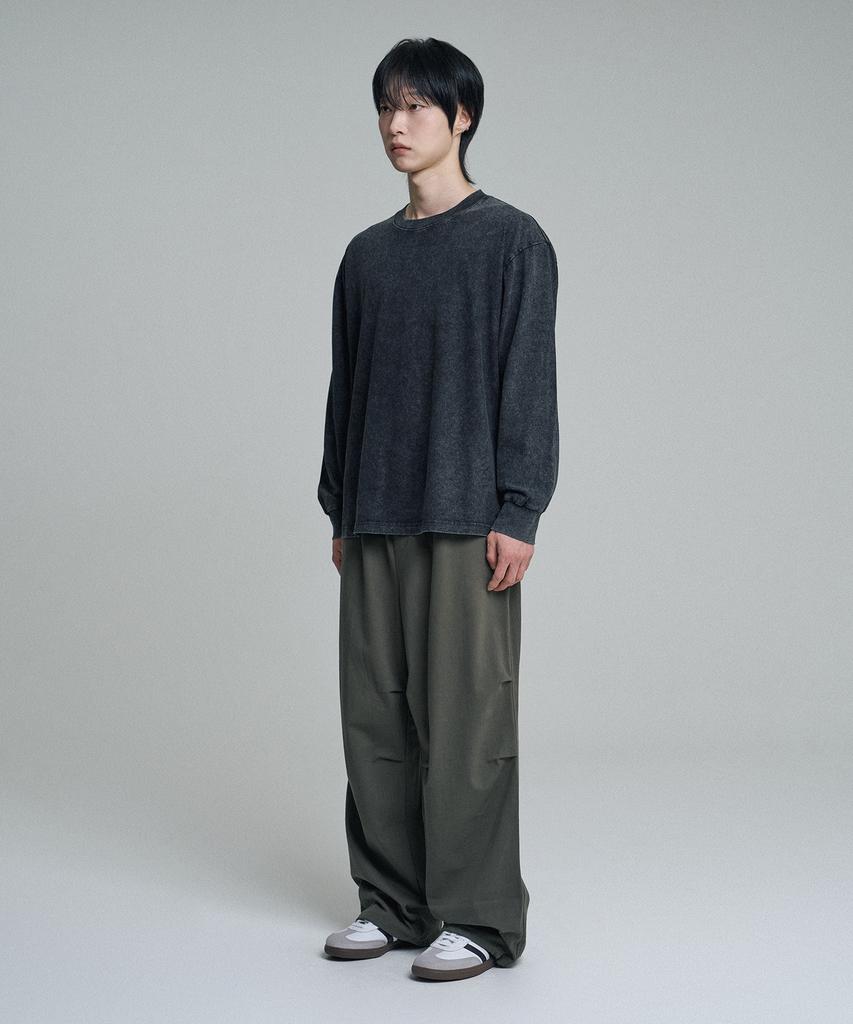 Mubeun Parachute Wide Elastic Pants Khaki