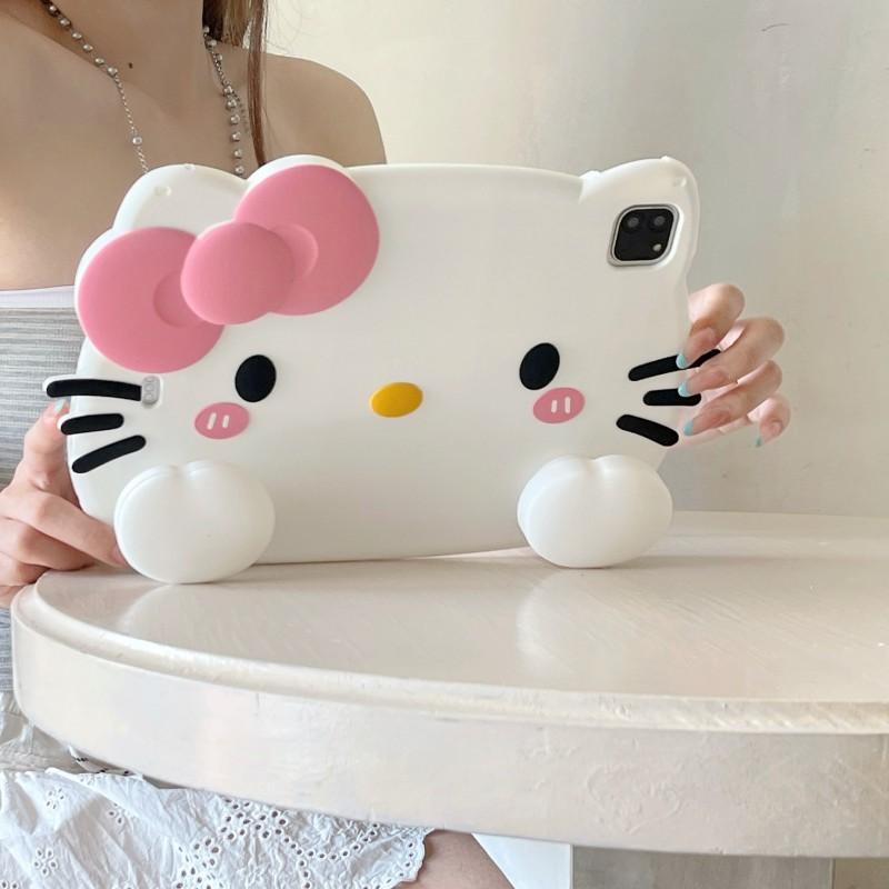 Silicone 3D KT Cat Tablet Case With Stand IPad Pro Mini Air 10th 11th Gen 10.2 10.5 10.9 11 8.3 Inch Anti-Slip Shockproof