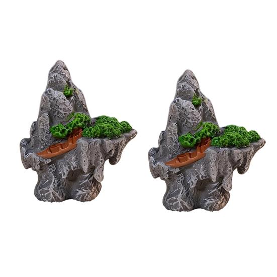 2 szt. Miniaturowa kamienna statua Żywiczne modele sztucznych skał do materiałów do dioram Krajobraz z miniaturowymi pociągami Kolejowy stół piaskowy Akcesoria do ogrodu zen