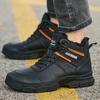 Winter Men Safety Shoes Steel Toe Men's Work Shoes High Top Work Safety Boots For Men Black Leather Work Shoes Protective