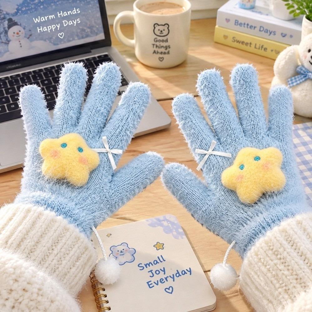 One Size Full Finger Gloves Soft Texture Girls Winter Gloves Cycling Activity