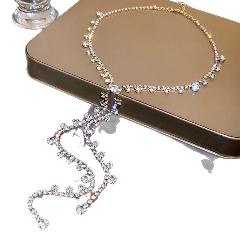 Elegant Rhinestone Tassel Necklace - Exquisite Light Luxury Fashion