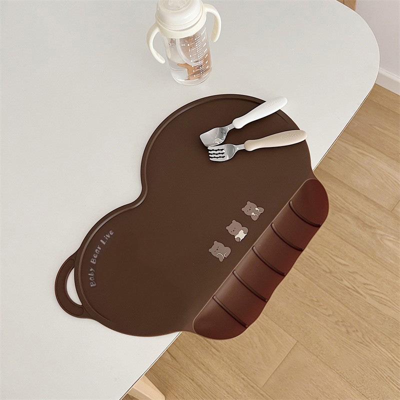 Korean-Style Waterproof Silicone Baby Placemat & Bib Set