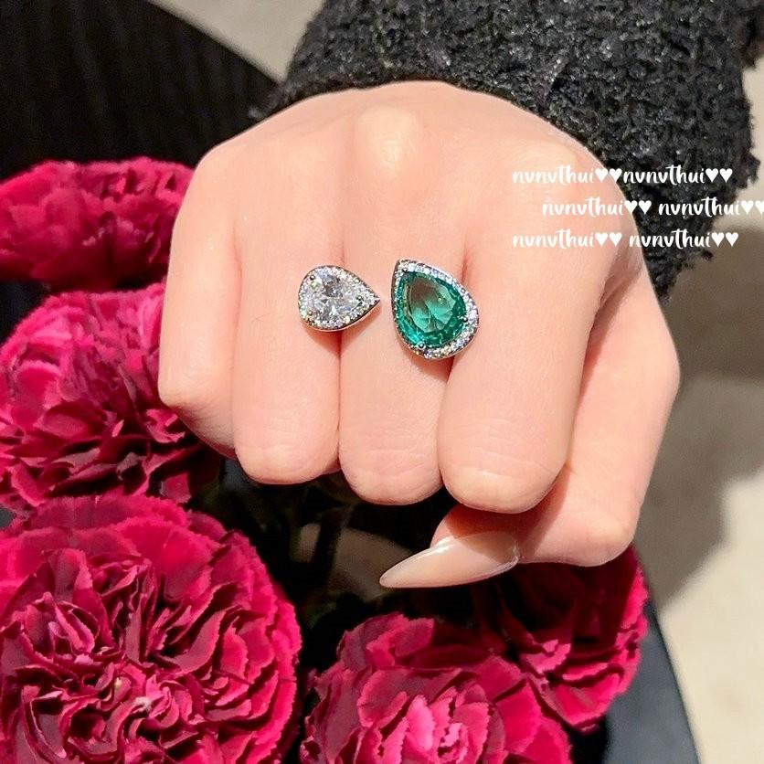 Heller Wonderland Gänseblümchen Edelsteinring, Super Glänzend, 18 Karat Vergoldet, Mojito Grün Wassertropfen Zirkonring