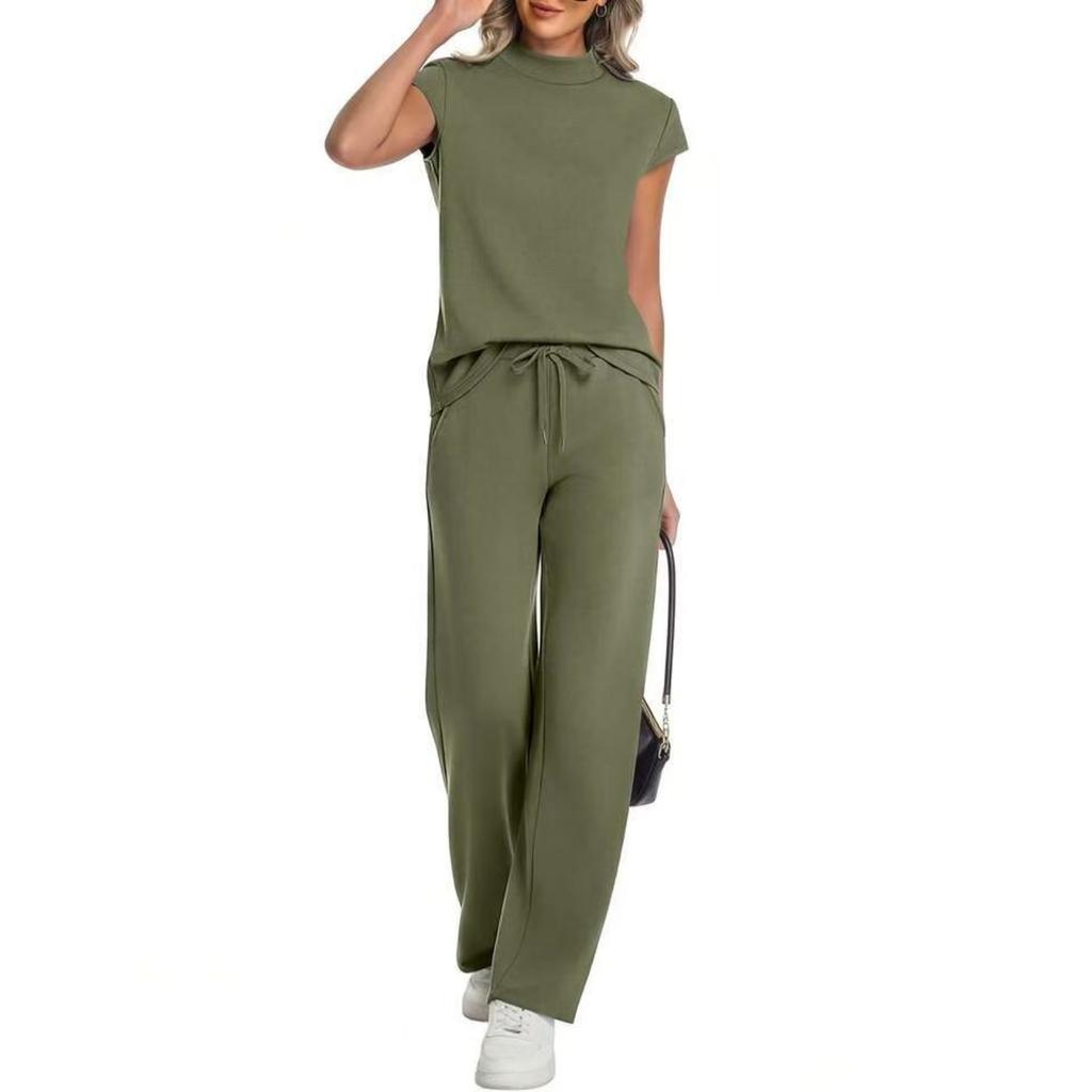 Fashion Women's Round Neck Short Sleeved Pants Fashion Casual Suit
