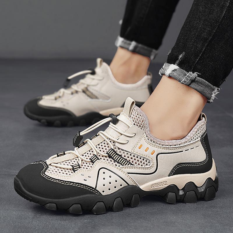 

натуральная кожа Уличная обувь для пешего туризма Повседневная Легкая Мужская Сетчатая Дышащая Полая Спортивная обувь для Мужчин Трекинговая обувь 2025 Новинка 38