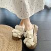Fashion Summer Butterfly Knot Head Slippers Women Fashion Round Head Deep Mouth Waterproof Platform Non-slip Mid-heels