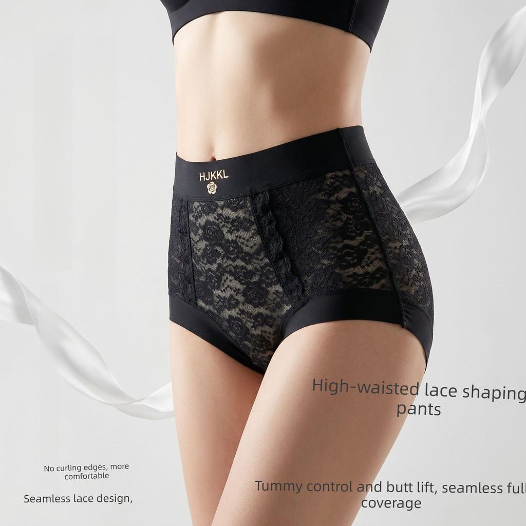 Big Size Female Summer Thin Sexy Lace Mulberry Silk Extension Crotch Without Mark in High Waist Triangle Briefs