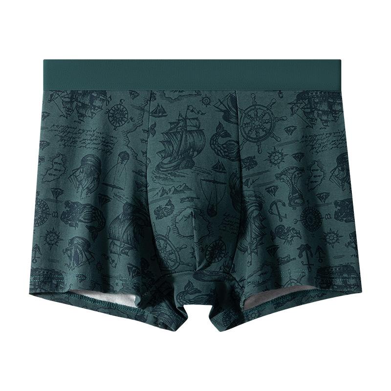 2pcs Men's Underwear Antibacterial Crotch Comfortable and Breathable Cotton Mid Waist Men's Flat Corner Pants