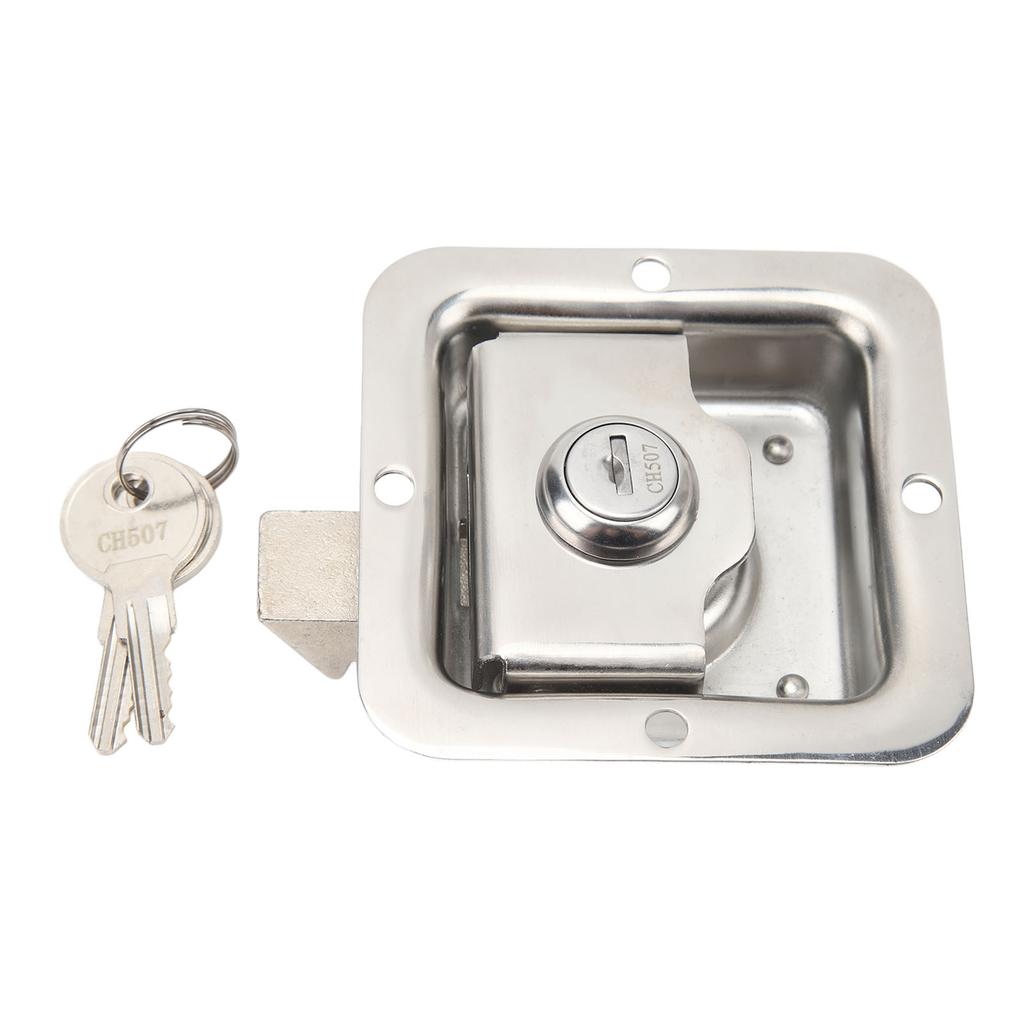 Tool Box Handle Latch with 2 Keys 304 Stainless Steel Mirror Polishing Flush Mounted for RVs Trucks Campers