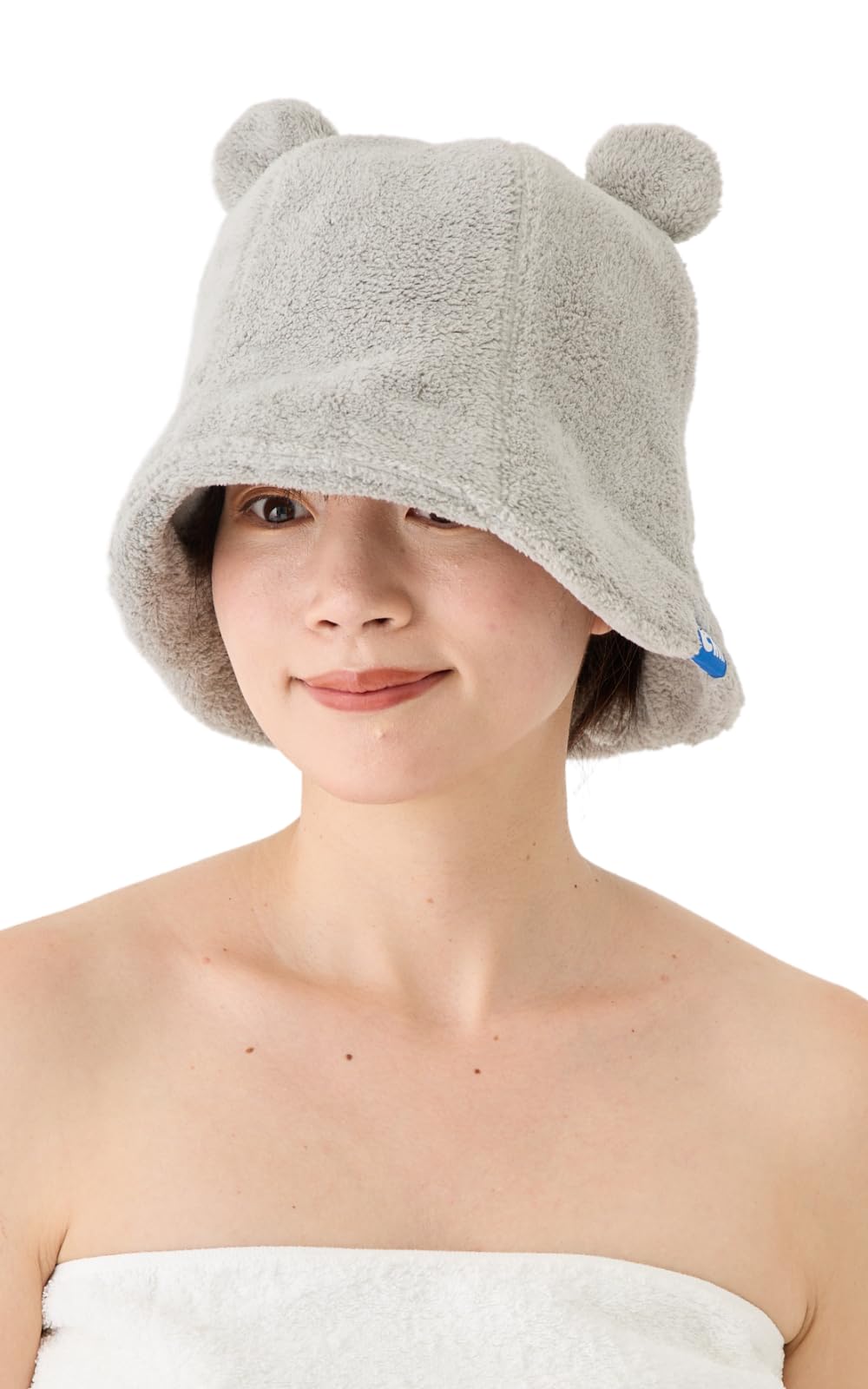 

Valeria Sauna Hat thick towel protects hair from Hat for deep machine with hook [valeria] [Fluffy heat] women, absorbent, fit, washable, (gray) сірий колір