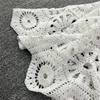 DIMANAF Neue 2025 Rock Anzug Frauen Stricken Strand Kurzarm Spitze Aushöhlen Sexy Oansatz Hohl Sommer Stil Tops Tees lose Grundlegende