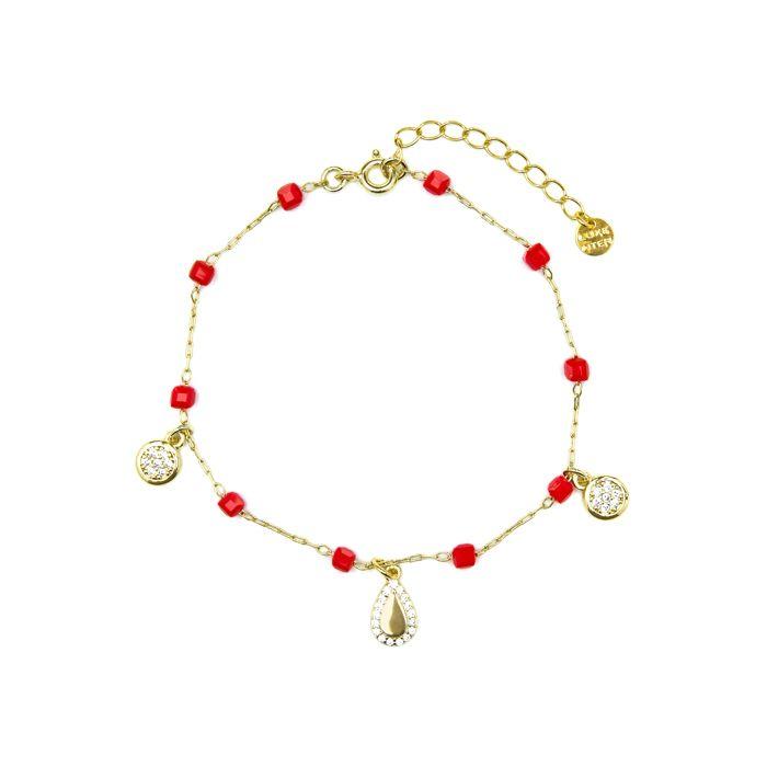 Bracelet - LUXENTER - Kirrio - Argent 925 - Finition or Jaune 18k - Cristal Rouge