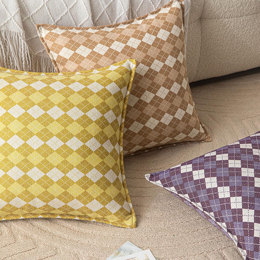Geometric Plaid Simple Pillow Ins Style Home Sofa Bedside Decoration Cushion Cover Office Sitting Waist Protection Pillow