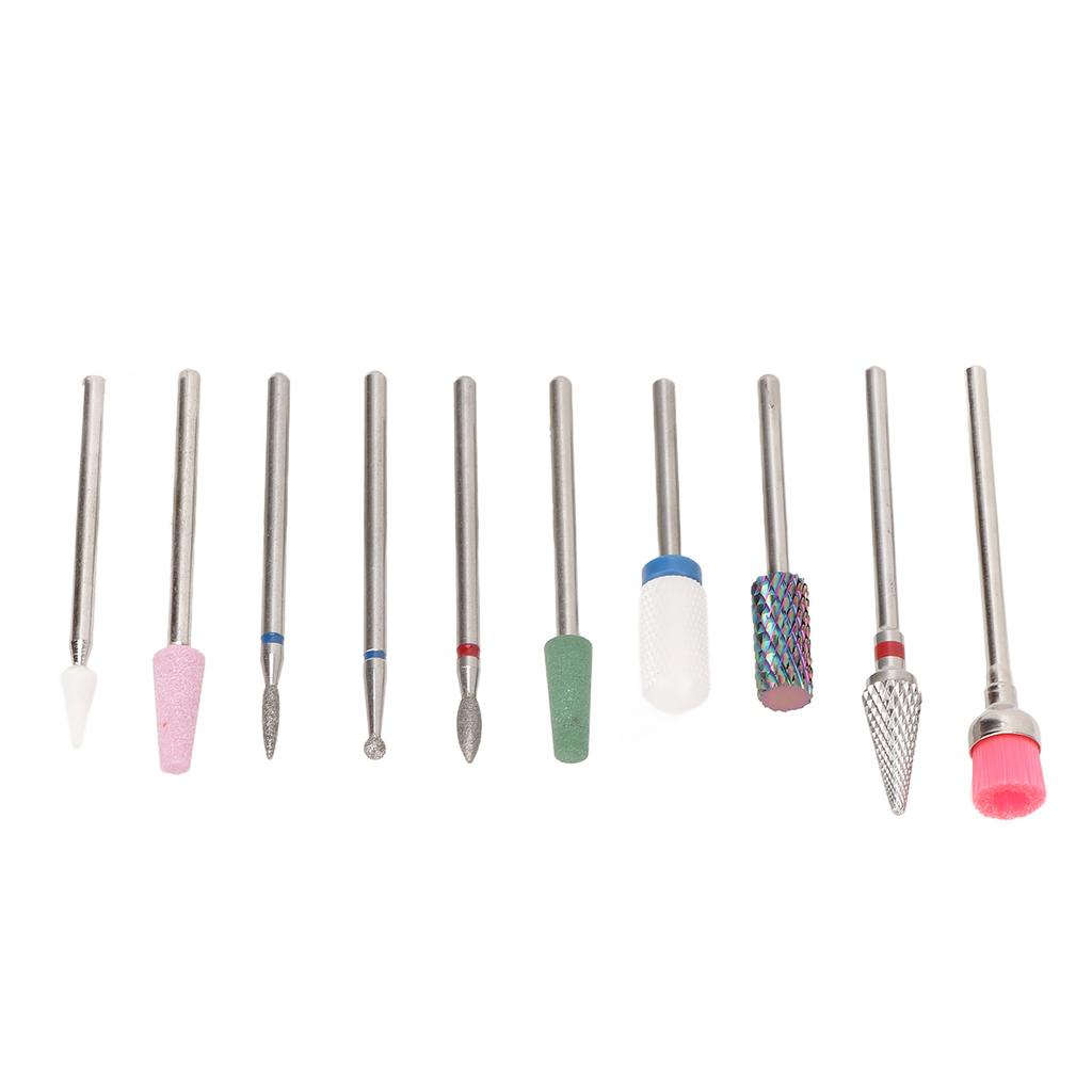10 Pcs Nails Drill Bit Set Portable Remove Polishing Nail Glue Ceramic Nail Drill Bits for Women