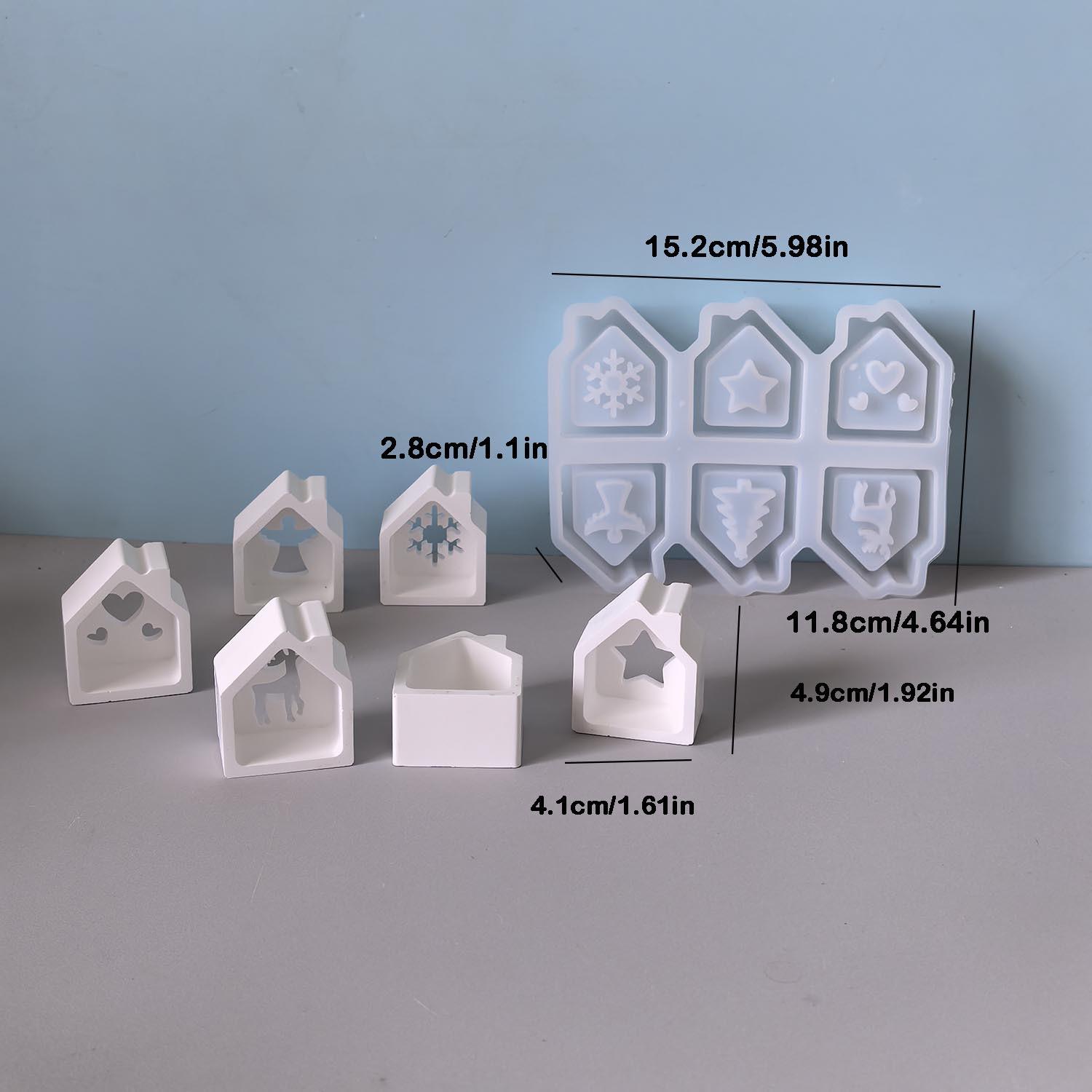

DIY Christmas Decoration Silicon Mould Christmas-themed Light Decoration Plaster Drip Mould Christmas House Elk Angel Mould Set белый
