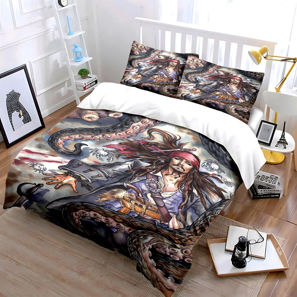 Pirate Design Bedding Set with Octopus Theme Bedding set (1 duvet cover, 2 pillowcases, duvet not included)